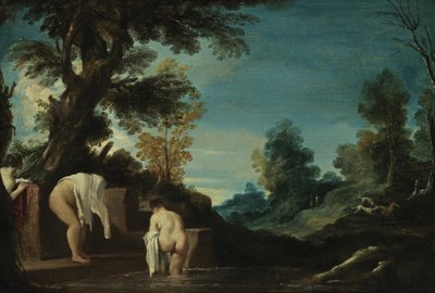 Landschaft mit badenden Frauen von Giovanni Francesco Barbieri